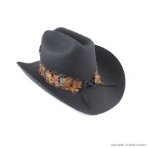 AU-FHB-08 Feather Hat Band Natural Brown with Turquoise Center