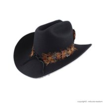 AU-FHB-08 Feather Hat Band Natural Brown with Turquoise Center