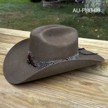 AU-FHB-09 Feather Hat Band with Black Stone Low Crown