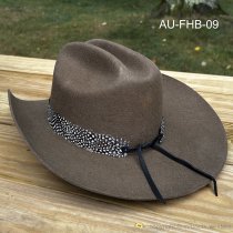 AU-FHB-09 Feather Hat Band with Black Stone Low Crown