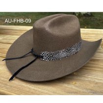 AU-FHB-09 Feather Hat Band with Black Stone Low Crown