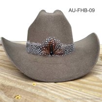 AU-FHB-09 Feather Hat Band with Black Stone Low Crown