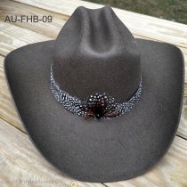 AU-FHB-09 Feather Hat Band with Black Stone Low Crown