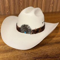 AU-FHB-10 Feather Hat Band with Turquoise Stone Low Crown