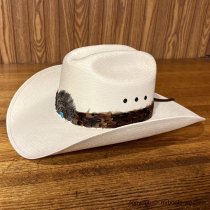 AU-FHB-10 Feather Hat Band with Turquoise Stone Low Crown