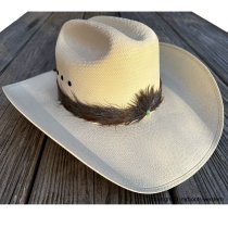 AU-FHB-11 Feather Hat Band with Light Green Stone Low Crown