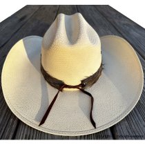 AU-FHB-11 Feather Hat Band with Light Green Stone Low Crown