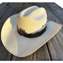 AU-FHB-11 Feather Hat Band with Light Green Stone Low Crown