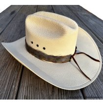 AU-FHB-11 Feather Hat Band with Light Green Stone Low Crown