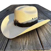 AU-FHB-11 Feather Hat Band with Light Green Stone Low Crown