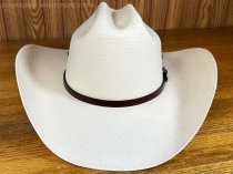 AU-LC-02-BRN Hat Band Plain Brown Leather 3/8" Wide