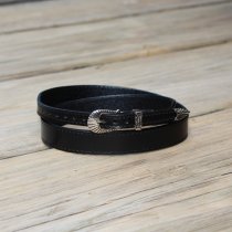 AU-LC-02-3-BLK Hat Band Plain Black Leather 3/4″ Wide