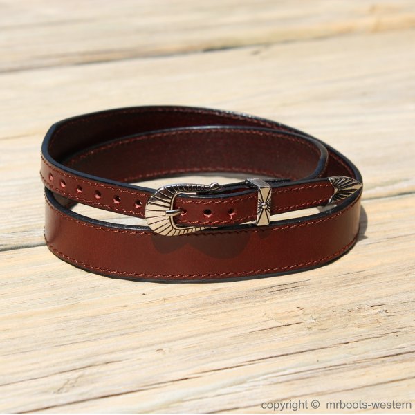 AU-LC-02-3-BRN Hat Band Plain Brown Leather 3/4" Wide