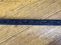 AU-LC-51-BLK Hat Band Hand Engraved Black Leather 1/2" Wide tapered to 3/8"