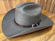 AU-LC-51-BRN Hat Band Hand Engraved Brown Leather 1/2" Wide tapered to 3/8"