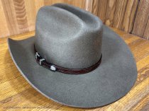 AU-LC-51-BRN Hat Band Hand Engraved Brown Leather 1/2" Wide tapered to 3/8"