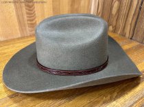 AU-LC-51-BRN Hat Band Hand Engraved Brown Leather 1/2" Wide tapered to 3/8"