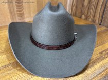 AU-LC-51-BRN Hat Band Hand Engraved Brown Leather 1/2" Wide tapered to 3/8"