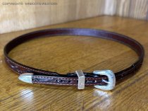 AU-LC-51-BRN Hat Band Hand Engraved Brown Leather 1/2" Wide tapered to 3/8"