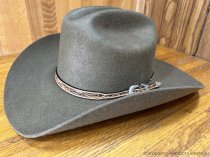 AU-LC-51-NAT Hat Band Hand Engraved Natural Tan Leather 1/2" Wide tapered to 3/8"