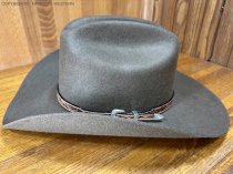 AU-LC-51-NAT Hat Band Hand Engraved Natural Tan Leather 1/2" Wide tapered to 3/8"