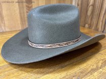 AU-LC-51-NAT Hat Band Hand Engraved Natural Tan Leather 1/2" Wide tapered to 3/8"