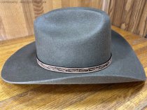 AU-LC-51-NAT Hat Band Hand Engraved Natural Tan Leather 1/2" Wide tapered to 3/8"