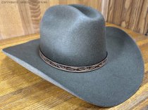 AU-LC-51-NAT Hat Band Hand Engraved Natural Tan Leather 1/2" Wide tapered to 3/8"