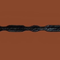 AU-LC-51-B-BLK Hat Band Hand Carved Black Leather Barbed Wire Design Scalloped 1/2" Wide