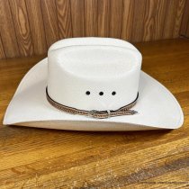 AU-LC-51W-NAT Hat Band Natural Leather Embosed Basketweave 1/2" Wide tapered to 3/8"