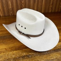 AU-LC-51W-NAT Hat Band Natural Leather Embosed Basketweave 1/2" Wide tapered to 3/8"