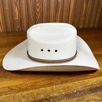 AU-LC-51W-NAT Hat Band Natural Leather Embosed Basketweave 1/2" Wide tapered to 3/8"