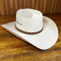 AU-LC-51W-NAT Hat Band Natural Leather Embosed Basketweave 1/2" Wide tapered to 3/8"