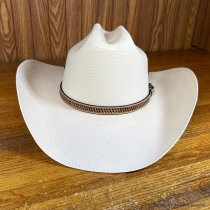 AU-LC-51W-NAT Hat Band Natural Leather Embosed Basketweave 1/2" Wide tapered to 3/8"