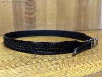 AU-LC-69W-BLK Hat Band Basketweave Black Leather 3/4" Wide