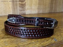 AU-LC-69W-BRN Hat Band Basketweave Brown Leather 3/4" Wide