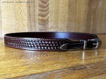 AU-LC-69W-BRN Hat Band Basketweave Brown Leather 3/4" Wide