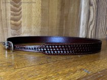 AU-LC-69W-BRN Hat Band Basketweave Brown Leather 3/4" Wide