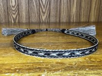 AU-HH05-01 Horse Hair Hat Band Five Strand Black and Natural with Tails and Tassels