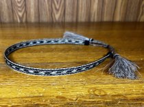 AU-HH05-01 Horse Hair Hat Band Five Strand Black and Natural with Tails and Tassels