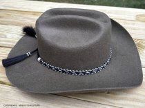 AU-HH05-02 Horse Hair Hat Band Five Strand Black/Natural/Black with Black Tails and 2 Black Tassels