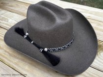 AU-HH05-02 Horse Hair Hat Band Five Strand Black/Natural/Black with Black Tails and 2 Black Tassels