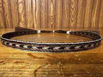 AU-HH05-03 Horse Hair Hat Band Five Strand Natural/Brown/Natural with Brown Tails and 2 Brown Tassels