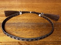 AU-HH05-03 Horse Hair Hat Band Five Strand Natural/Brown/Natural with Brown Tails and 2 Brown Tassels