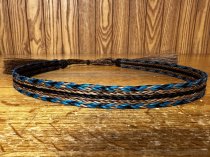 AU-HH05-27 Horse Hair Hat Band Five Strand Turquoise/Brown/Black/Brown/Turquoise with Brown Tails and 2 Brown Tassels