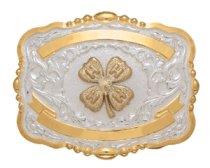 MF-38400 Trophy Buckle 4 H Clover 2 Ribbons