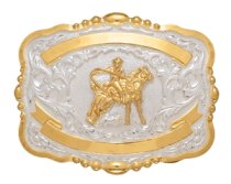 MF-38406 Trophy Buckle Calf Roper 2 Ribbons