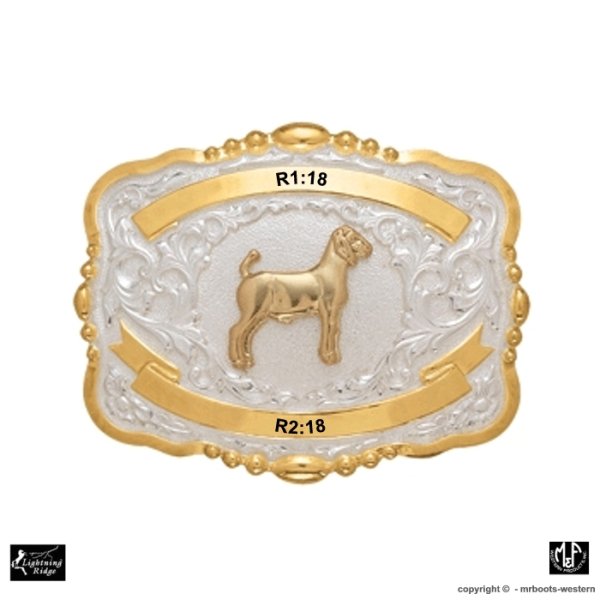 MF-38418 Trophy Buckle Goat 2 Ribbons