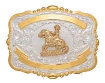 MF-38424 Trophy Buckle Reining Horse 2 Ribbons