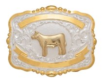 MF-38436 Trophy Buckle Show Cow 2 Ribbons